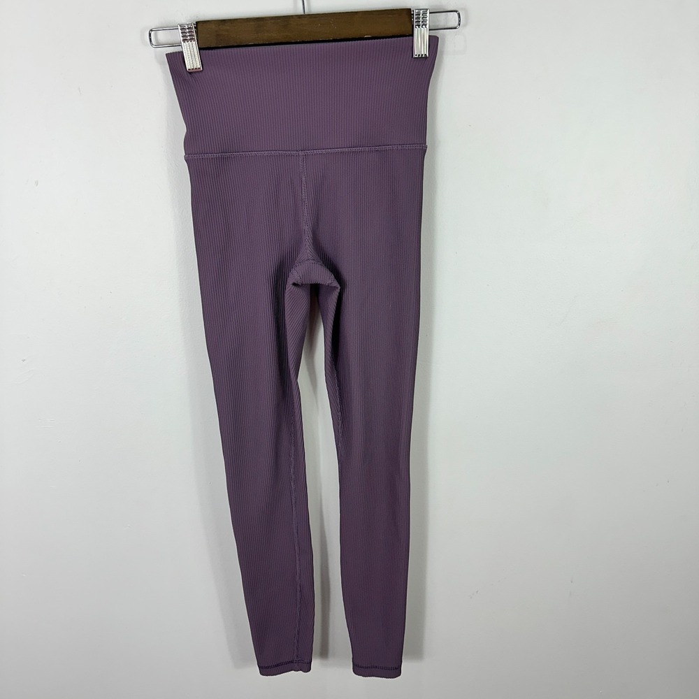 Athleta Elation Rib Leggings Womens XS Purple High Rise Yoga Gym Running
